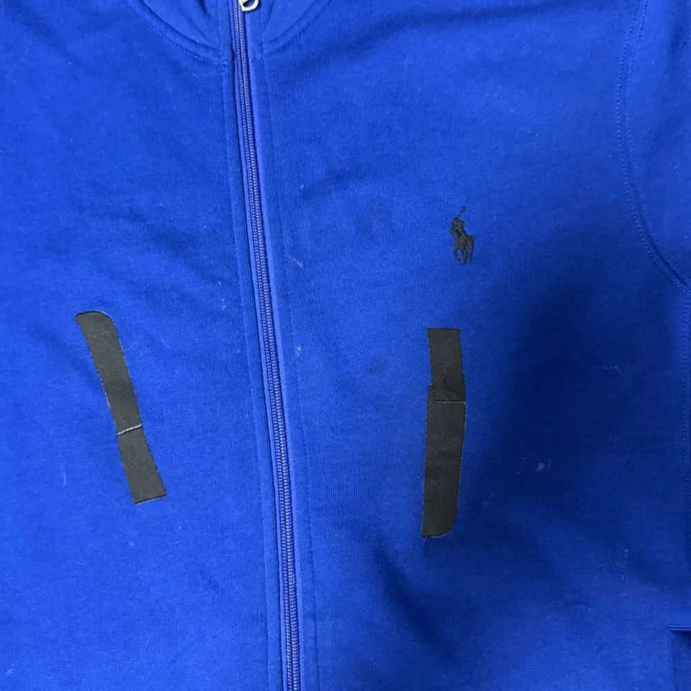 Polo Ralph Lauren Blue Full Zip Track Jacket Black Stripe Men's M Repaired‎